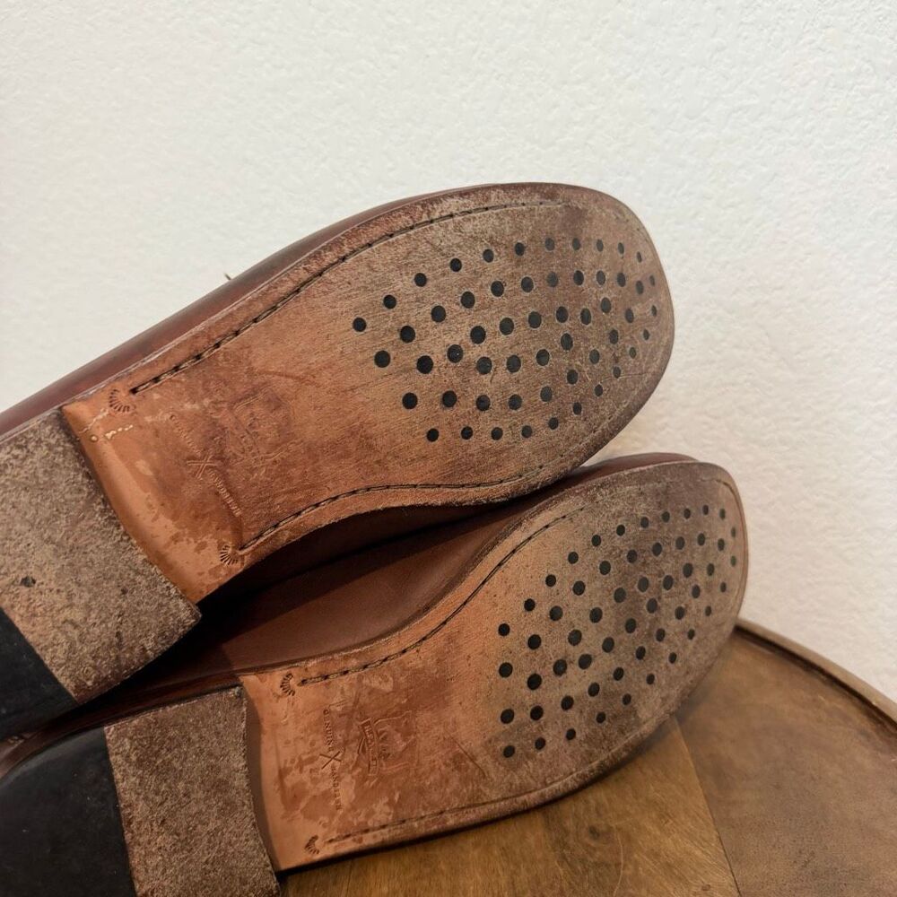 Trask Brown Leather Slip-On Classic Sadler Loafer Dress Shoes Men's Size 12 - Picture 9 of 12